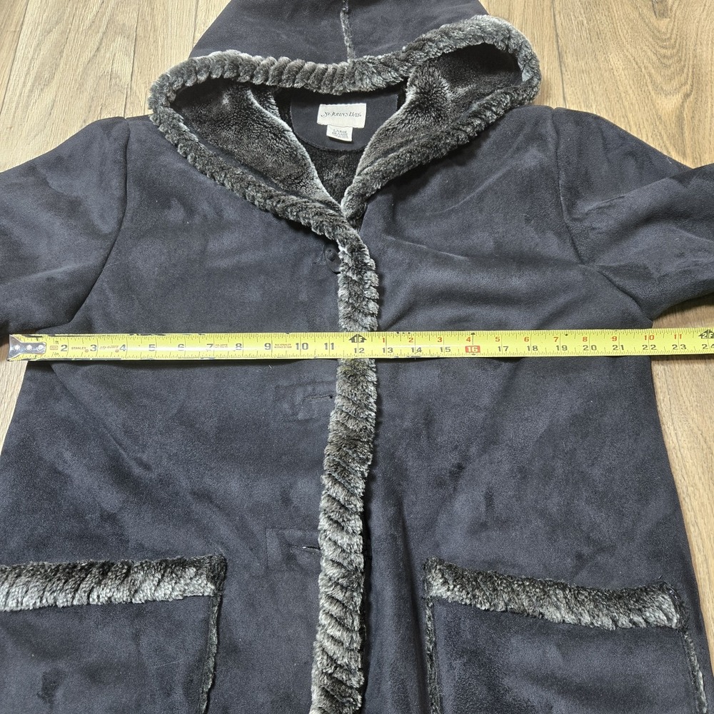 ST. JOHN'S BAY‎ WOMENS BROWN THICK FAUX SUEDE PARKA FAUX FUR LINED JACKET COAT L - Picture 4 of 12